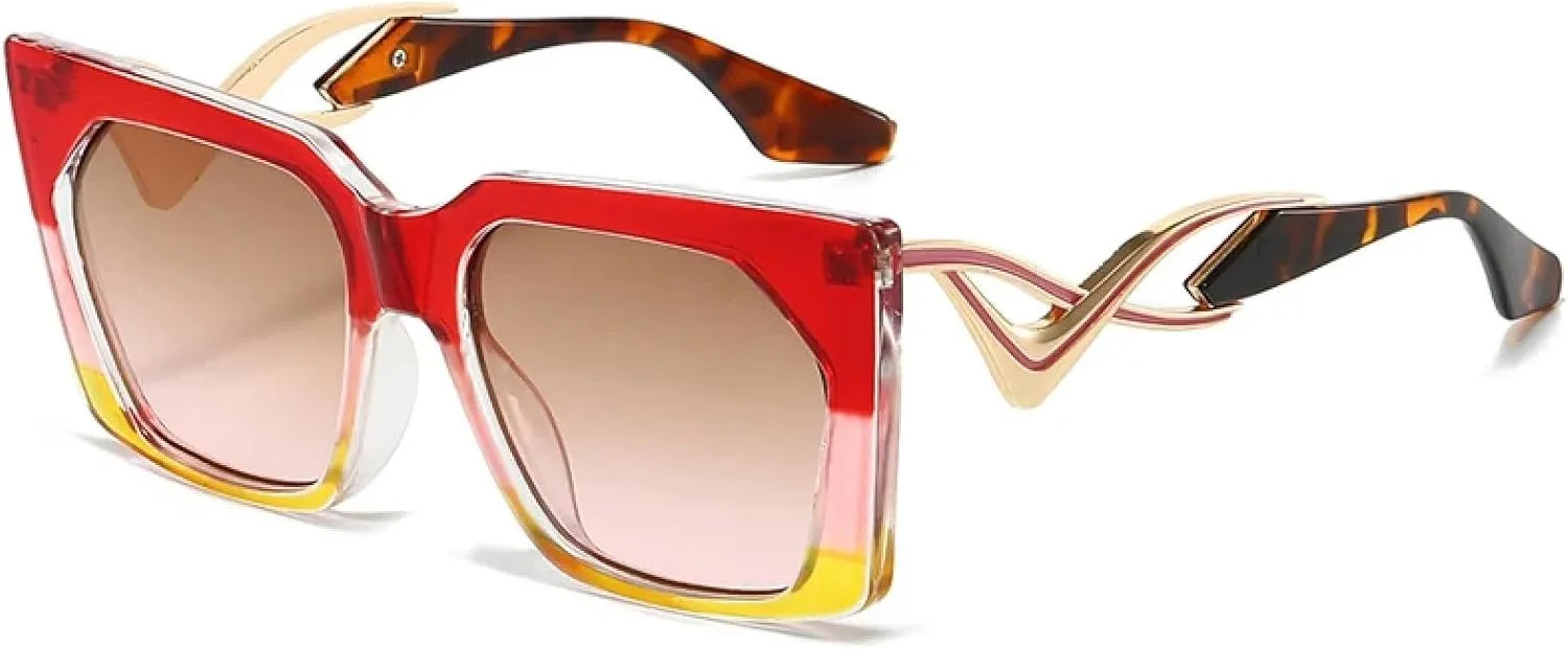Large Frame Cat Eye Sunglasses for Women Men Fashion Vintage Metal Eyeglasses Travel Driving Shades Uv400