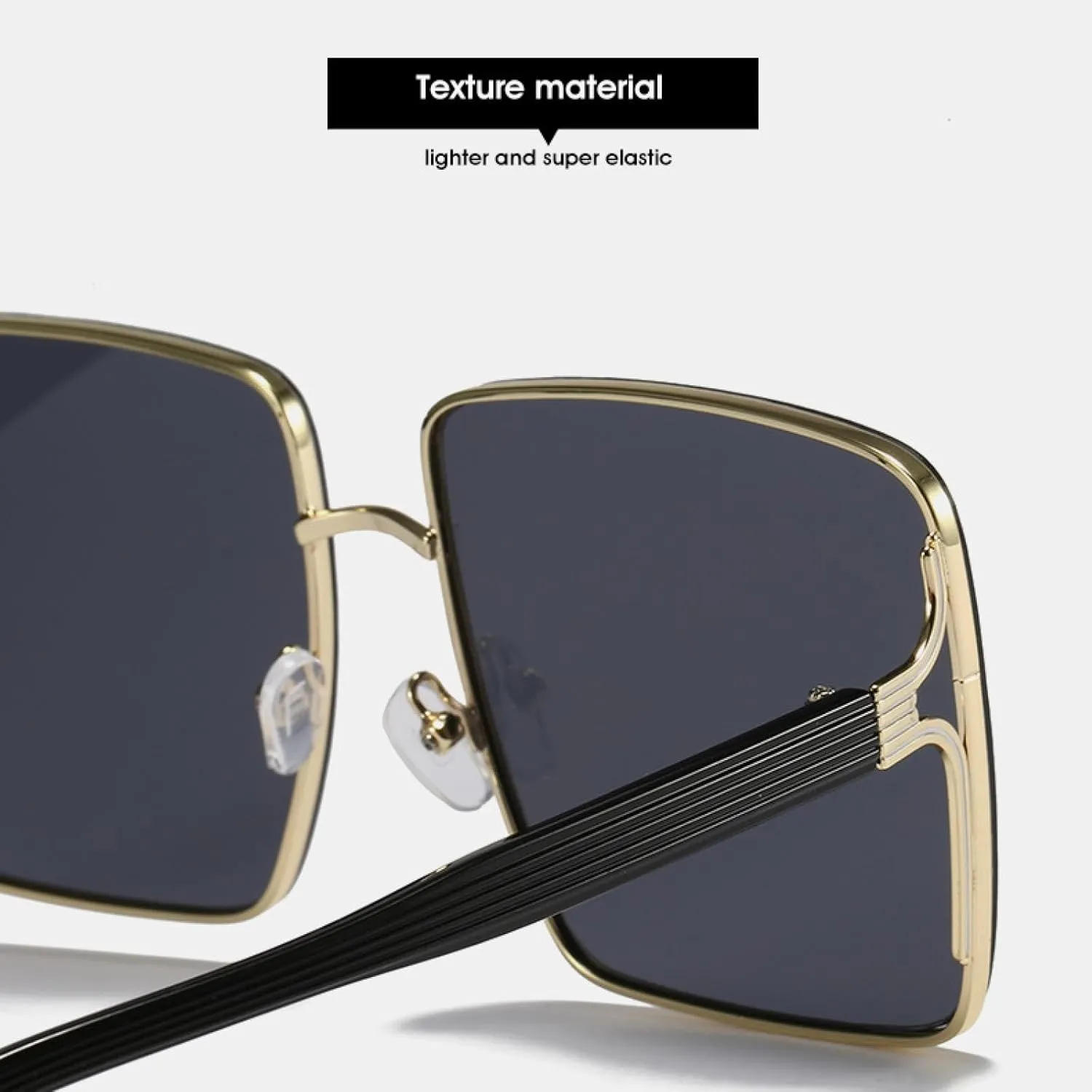 Large Frame Sunglasses Women Men Fashion Vintage Metal Frame Eyeglasses Travel Driving Shades Uv400