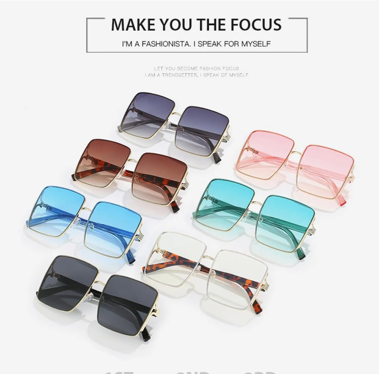 Large Frame Sunglasses Women Men Fashion Vintage Metal Frame Eyeglasses Travel Driving Shades Uv400
