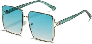 Large Frame Sunglasses Women Men Fashion Vintage Metal Frame Eyeglasses Travel Driving Shades Uv400