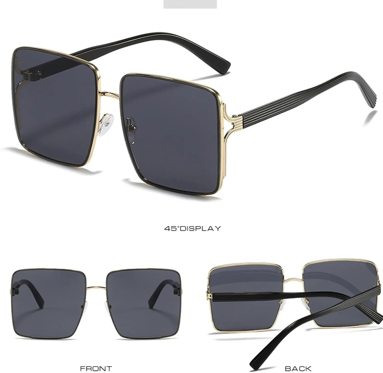 Large Frame Sunglasses Women Men Fashion Vintage Metal Frame Eyeglasses Travel Driving Shades Uv400