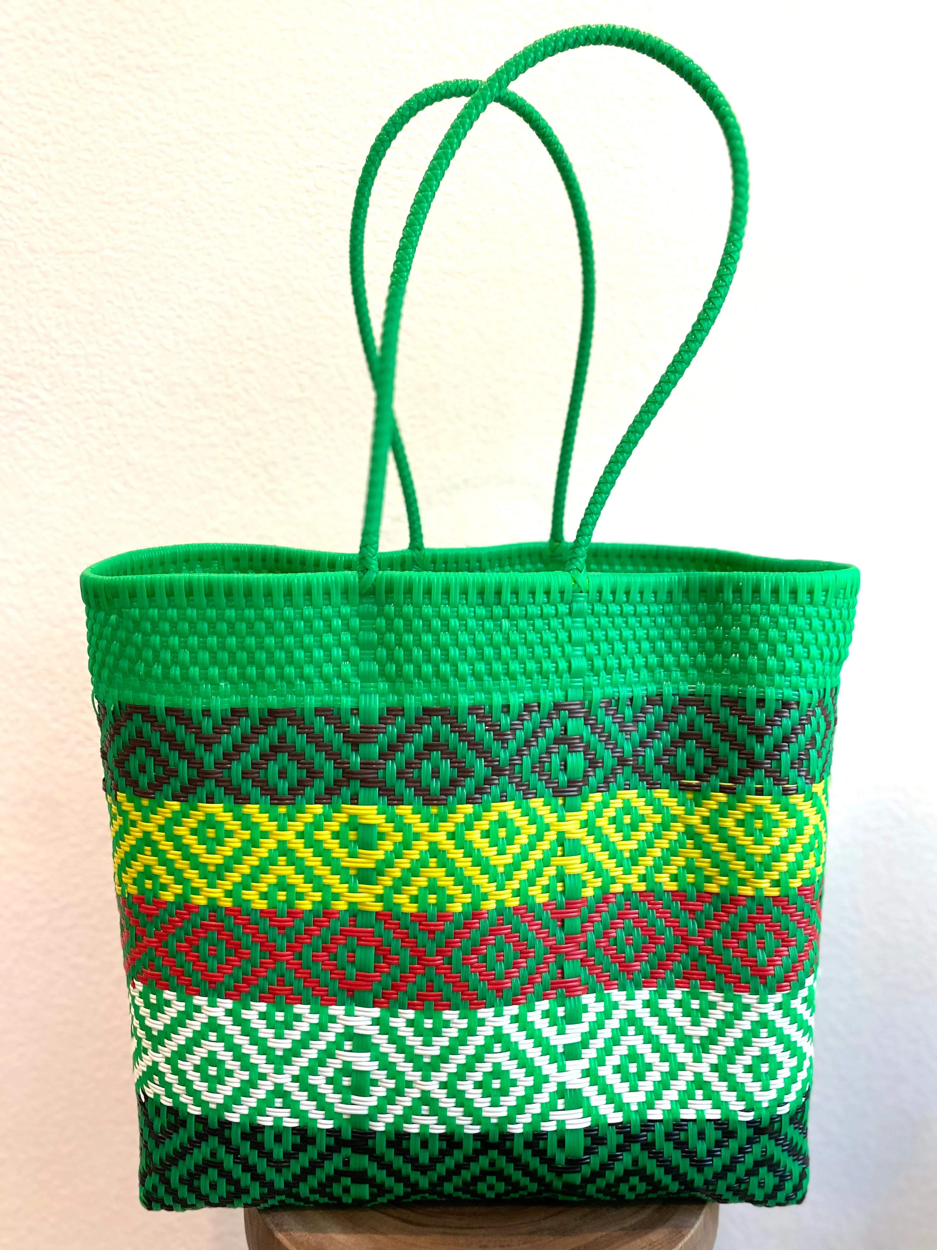Large Green/Multi Woven Tote