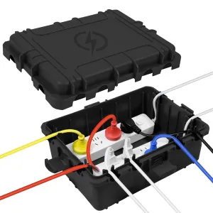 Large Outdoor Electrical Box Waterproof, IP54 Extension Cord Cover Weatherproof Outdoor Outlet Covers, Protect Power Strip, Timer Outlet, Plug, Socket, Holiday Light, Black (12 x 9X 5 inch)