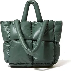 Large Puffer Tote Bag Winter Soft Puffer Down Padding Shoulder Bags Trendy Luxury Quilted Padded Handbags for Women