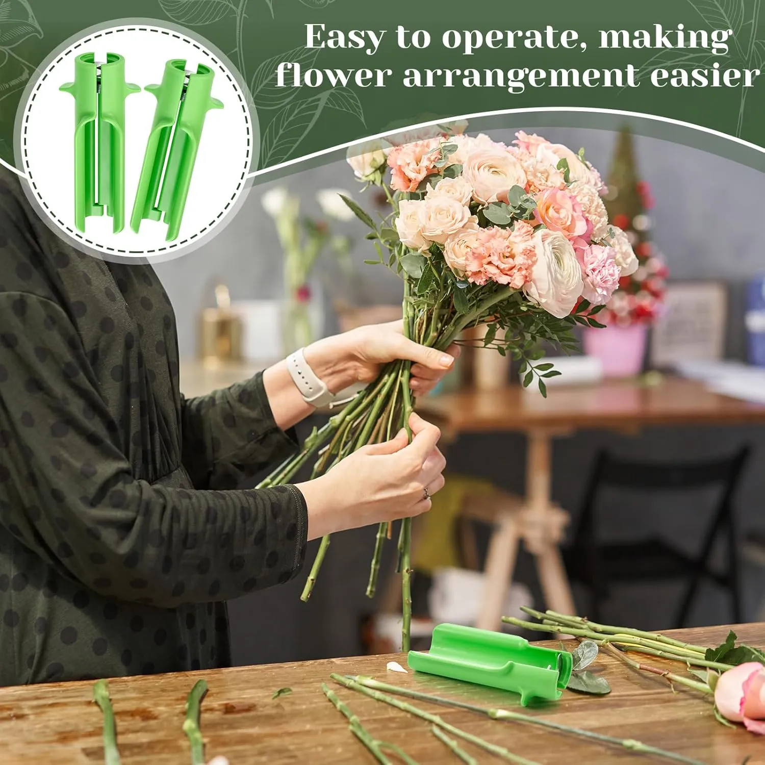 Lasnten 2 Pcs Rose Thorn Stripper Tool Thorn Remover for Roses Leaf Stripper Tool Flower Stem Cleaner Cutter to Removal Leaf for Home Flower Shop Gardening Floral Arrangement (Green)