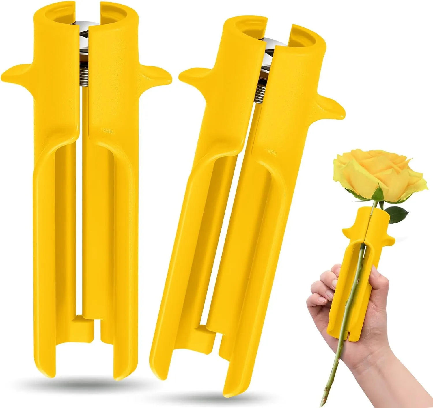 Lasnten 2 Pcs Rose Thorn Stripper Tool Thorn Remover for Roses Leaf Stripper Tool Flower Stem Cleaner Cutter to Removal Leaf for Home Flower Shop Gardening Floral Arrangement (Yellow)