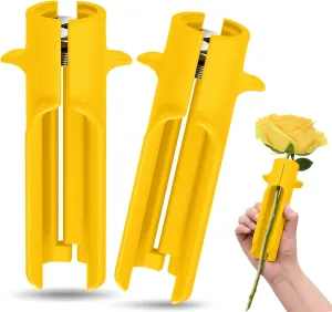 Lasnten 2 Pcs Rose Thorn Stripper Tool Thorn Remover for Roses Leaf Stripper Tool Flower Stem Cleaner Cutter to Removal Leaf for Home Flower Shop Gardening Floral Arrangement (Yellow)
