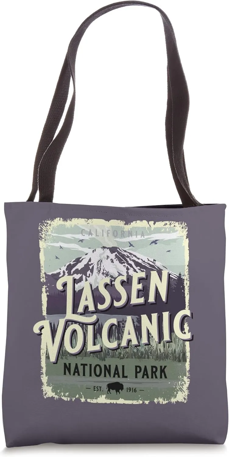 Lassen Volcanic National Park Vintage Travel Poster Style Tote Bag