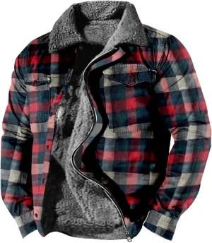 LCMTWX Mens Plaid Flannel Jacket Lapel Pocket Hooded Padded Loose Shirt Top Jacket Men Plus Size Big&Tall Mens Coat Soft