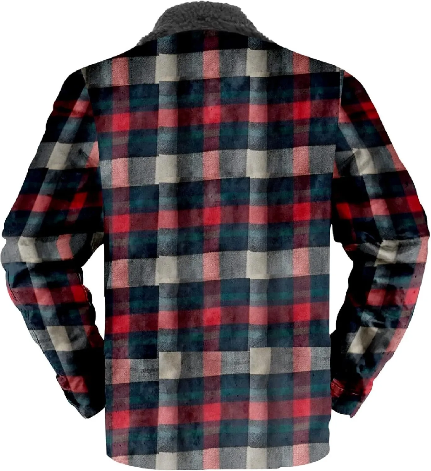 LCMTWX Mens Plaid Flannel Jacket Lapel Pocket Hooded Padded Loose Shirt Top Jacket Men Plus Size Big&Tall Mens Coat Soft