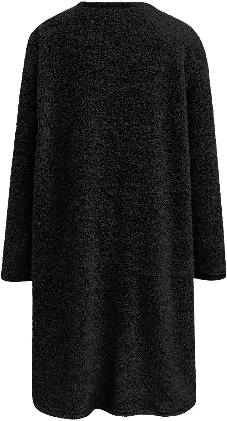 LCMTWX Winter Warm Fleece Pullover Sweatshirt Women Jumper With Pockets Loose Soft Long Sleeve Pullover Tops Christmas