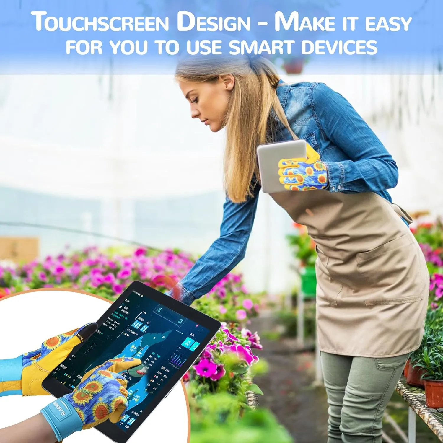 Leather-Gardening-Gloves for Women -Thorn-Proof Work-Gloves for Weeding, Digging, Planting,Pruning Yard garden Gloves