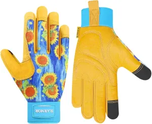 Leather-Gardening-Gloves for Women -Thorn-Proof Work-Gloves for Weeding, Digging, Planting,Pruning Yard garden Gloves
