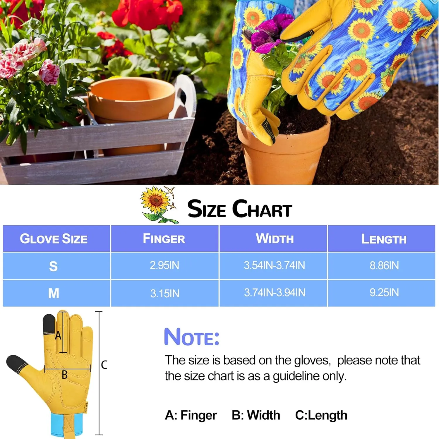 Leather-Gardening-Gloves for Women -Thorn-Proof Work-Gloves for Weeding, Digging, Planting,Pruning Yard garden Gloves