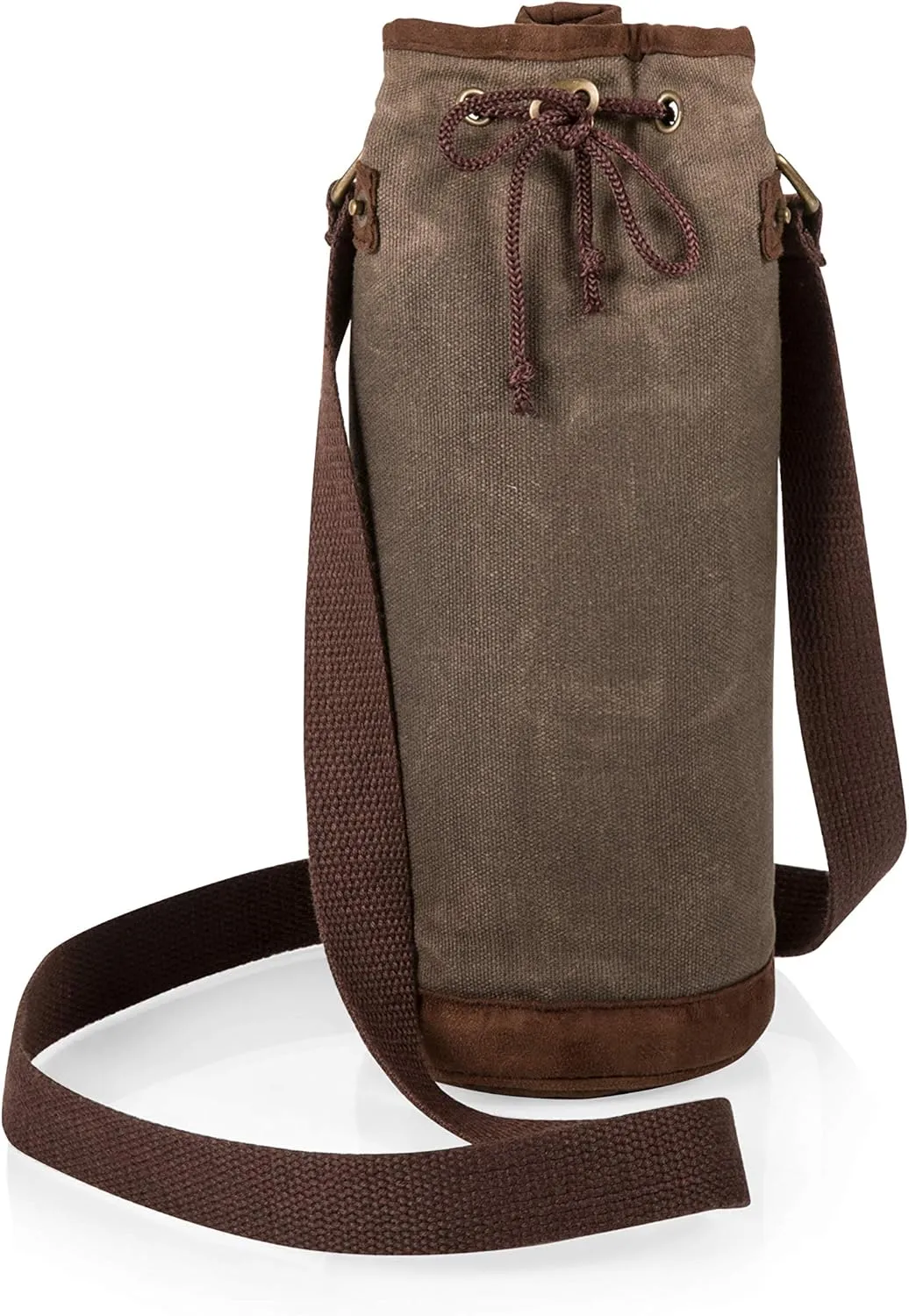 LEGACY - a Picnic Time brand Waxed Canvas Wine Tote, Insulated Growler and Bottle Carrier, (Khaki Green)