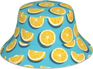 Lemon Wedges Printed Summer Sun Hat - Foldable Outdoor Sun Hat Hiking Camping Fishing Hat