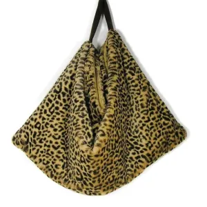 Leopard Print Faux Fur Hobo Bag Extra Large Handbags (27" drop crossbody bag)