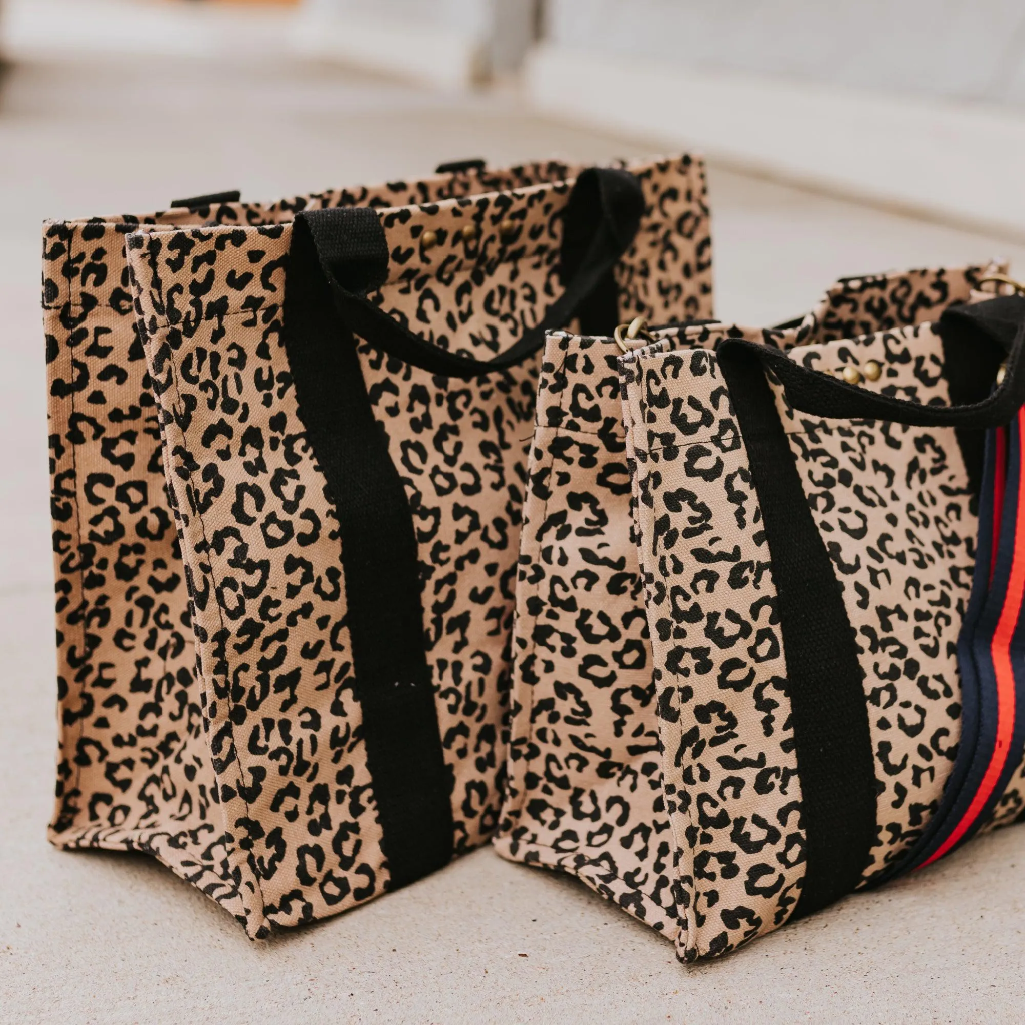Leopard XL Canvas Crossbody Tote