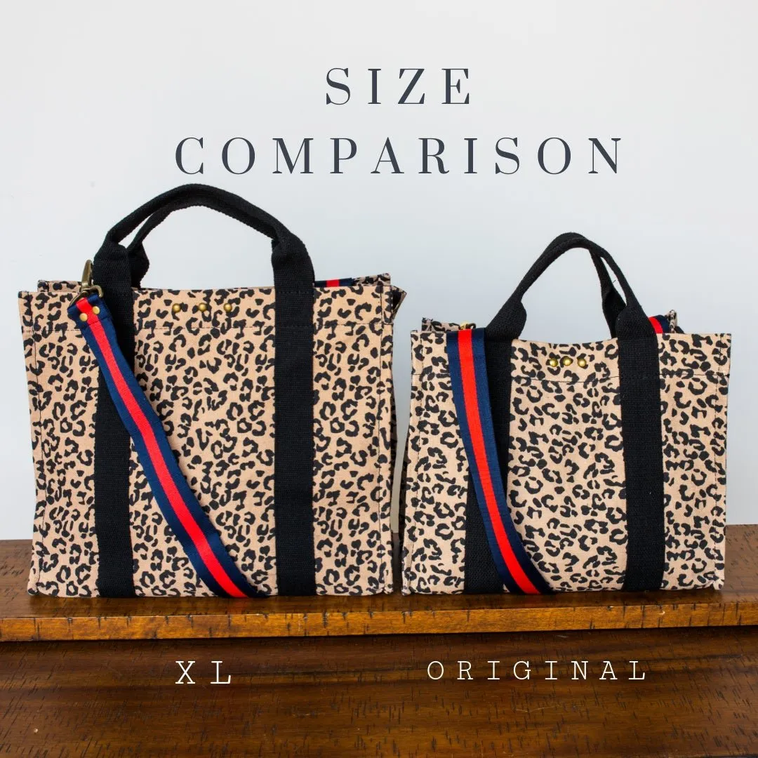 Leopard XL Canvas Crossbody Tote