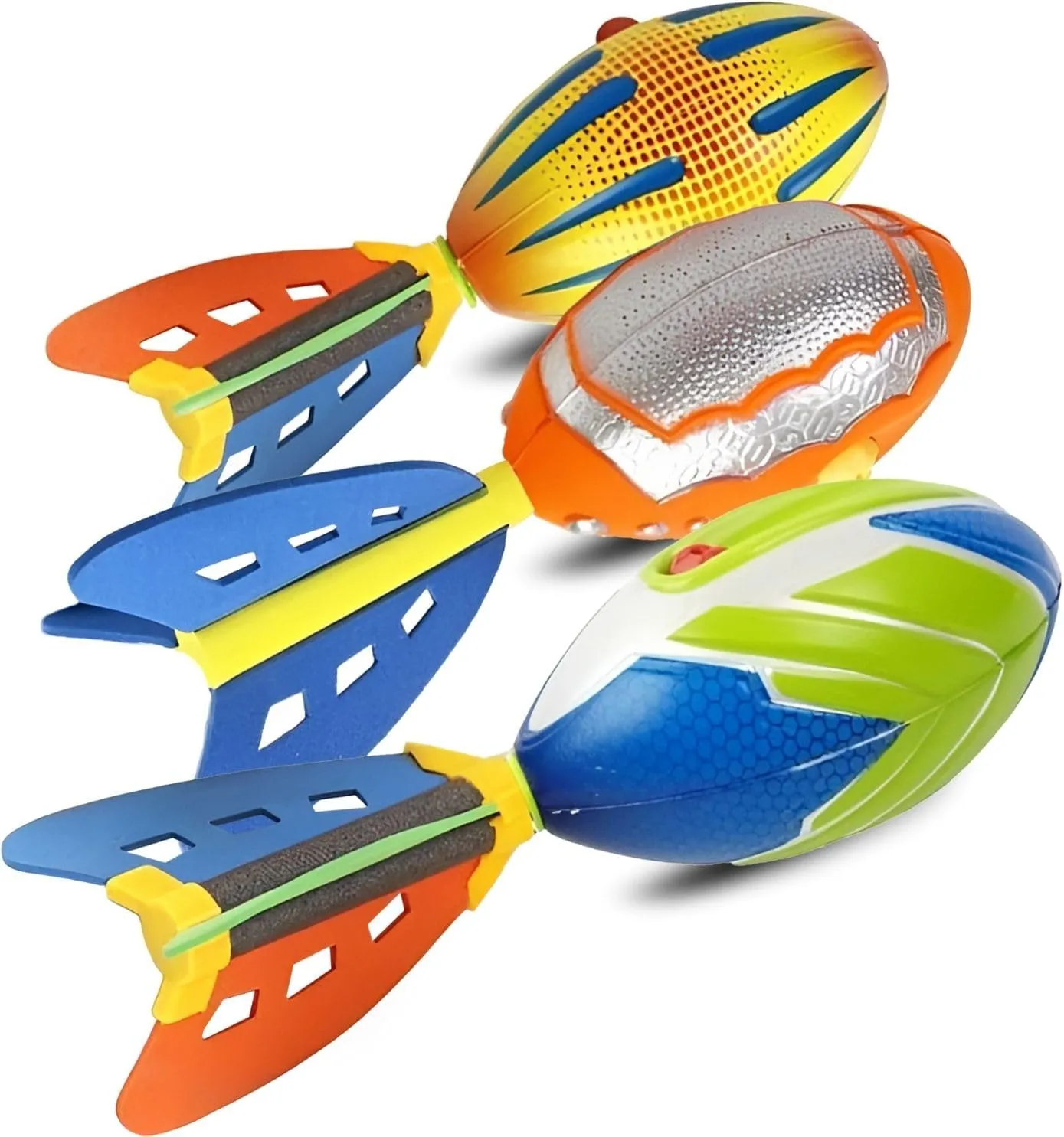 Liberty Imports 3 Pack Whistling Foam Footballs with Tail – Pocket Missile Rocket Football Toy Set for Kids – Aero Howling Sports Flyers for Outdoor Games, Backyard Play, Beach