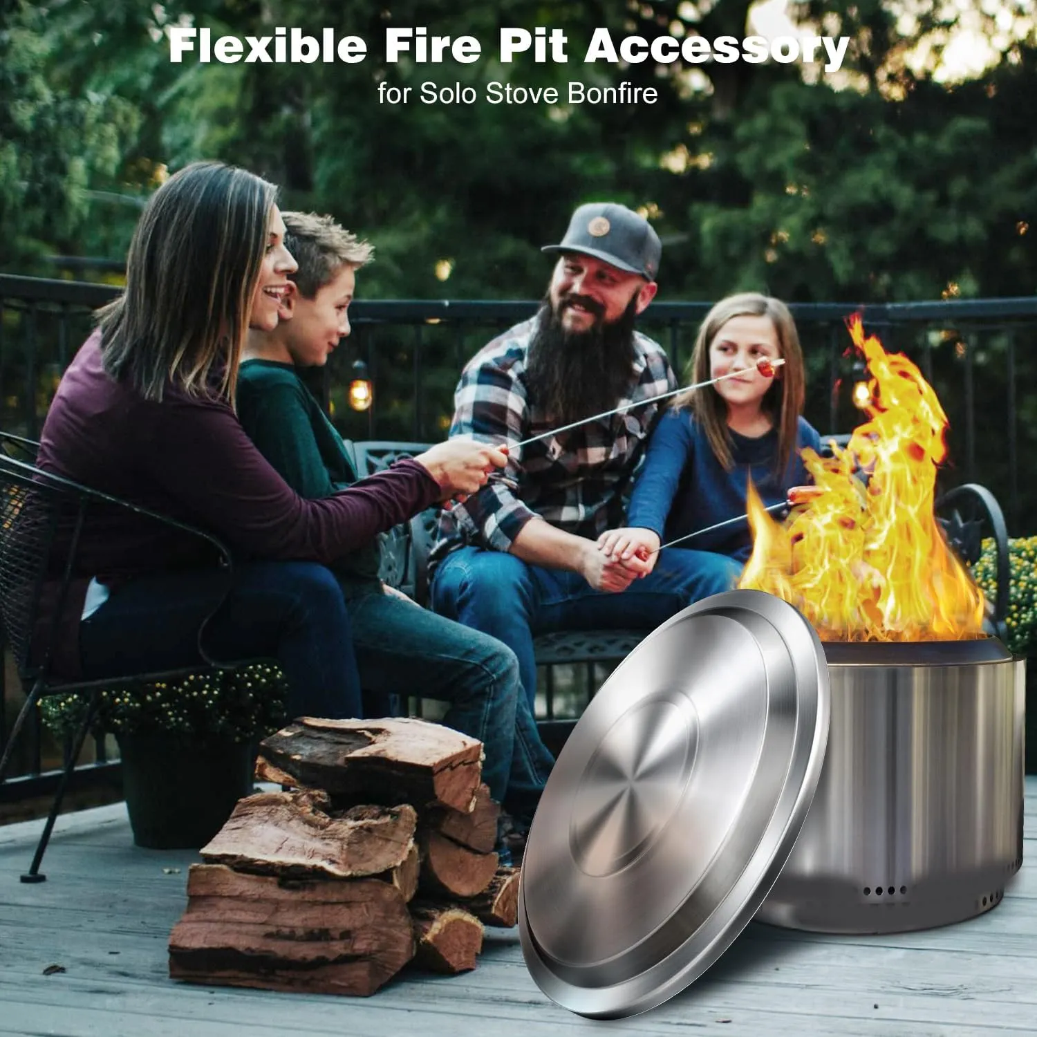 Lid for Solo Stove Bonfire: 19.5 Inch Stainless Steel Fire Pit Cover for Solo Stove Bonfire 1.0 and 2.0 Firepit, Camping Accessory for Solo Stove Bonfire and Other 19.5” Outdoor Fire Pits