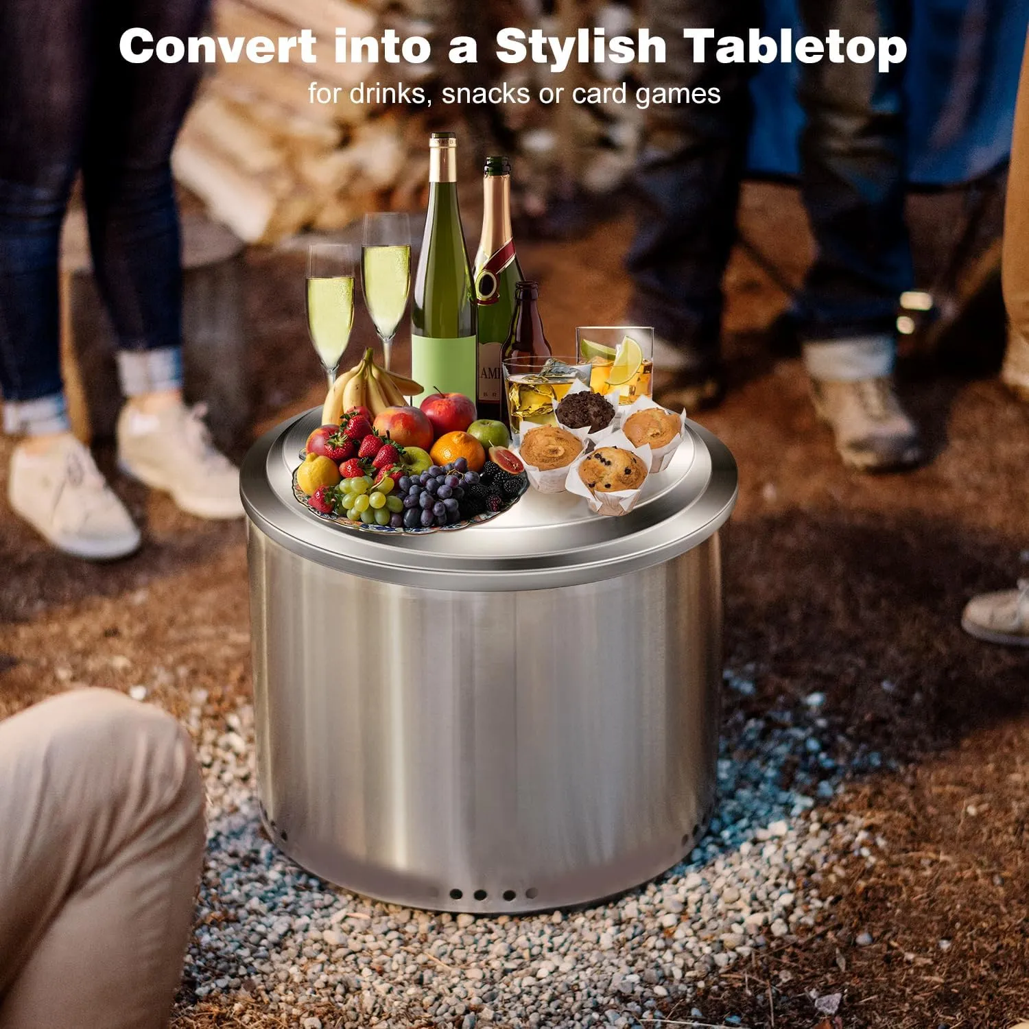 Lid for Solo Stove Bonfire: 19.5 Inch Stainless Steel Fire Pit Cover for Solo Stove Bonfire 1.0 and 2.0 Firepit, Camping Accessory for Solo Stove Bonfire and Other 19.5” Outdoor Fire Pits