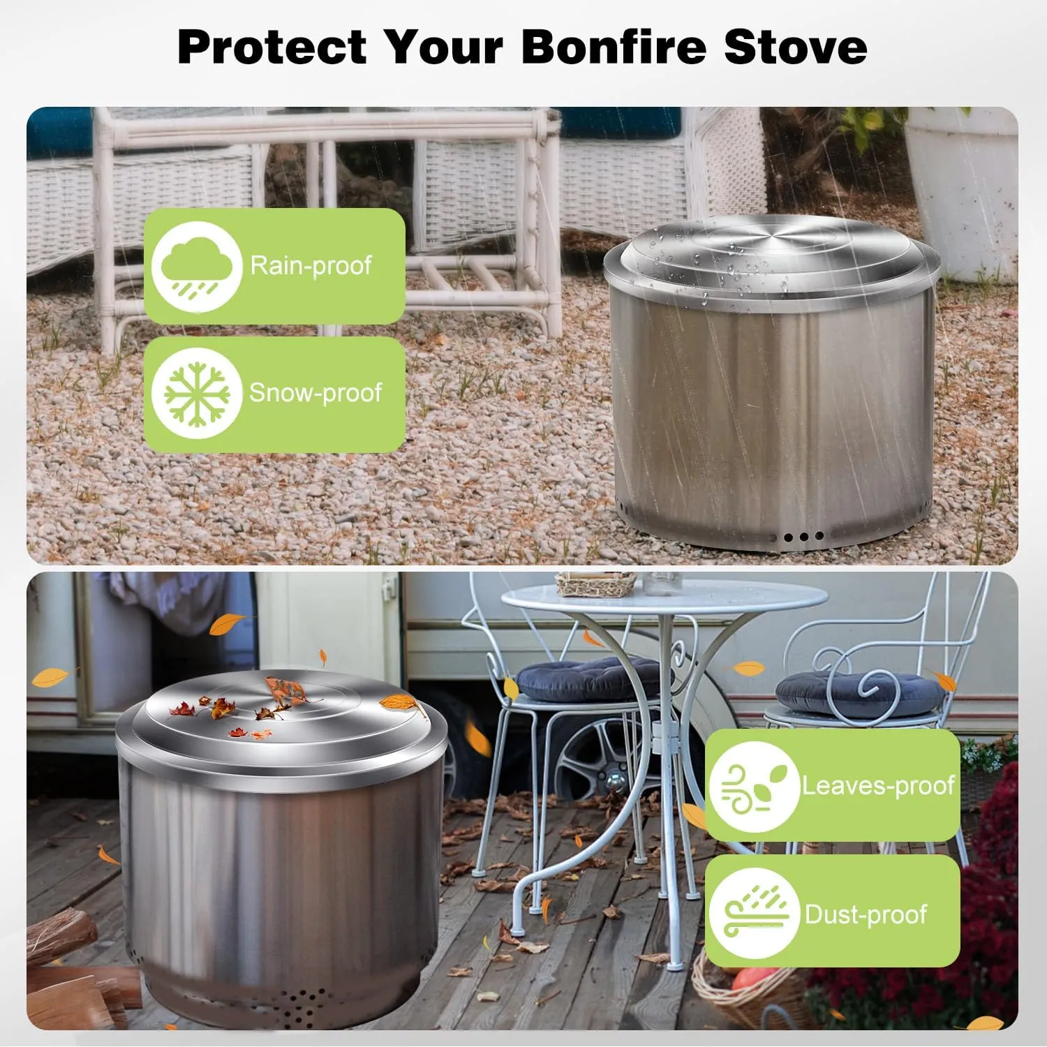 Lid for Solo Stove Bonfire: 19.5 Inch Stainless Steel Fire Pit Cover for Solo Stove Bonfire 1.0 and 2.0 Firepit, Camping Accessory for Solo Stove Bonfire and Other 19.5” Outdoor Fire Pits