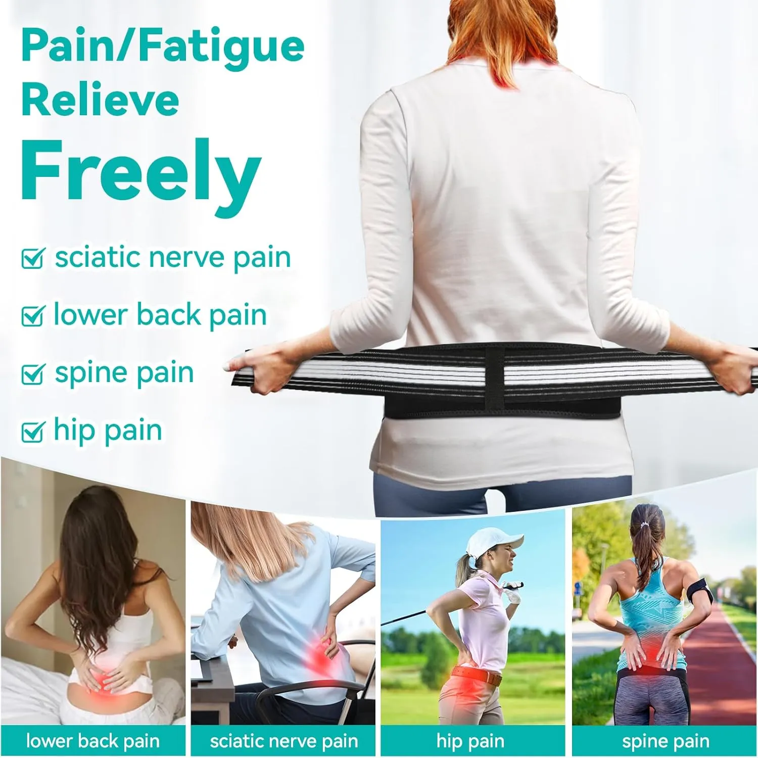 Lightweight Back Brace for Lower Back Pain Under Clothes - Relief from Sciatica, Hip and Spine Pain - Breathable & Adjustable Lumbar Support Belt for Home, Work and Exercise-Suitable for Women&Men XL