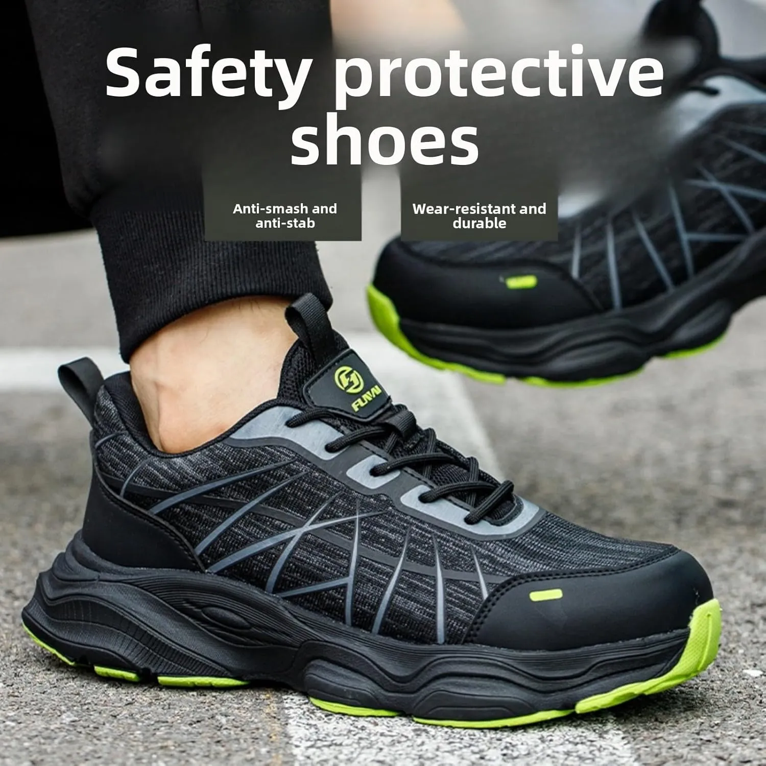 Lightweight Plastic Toe Anti-Impact Puncture Resistant Safety Shoes - Non-Slip Sole - Ideal for Construction & Gardening Work