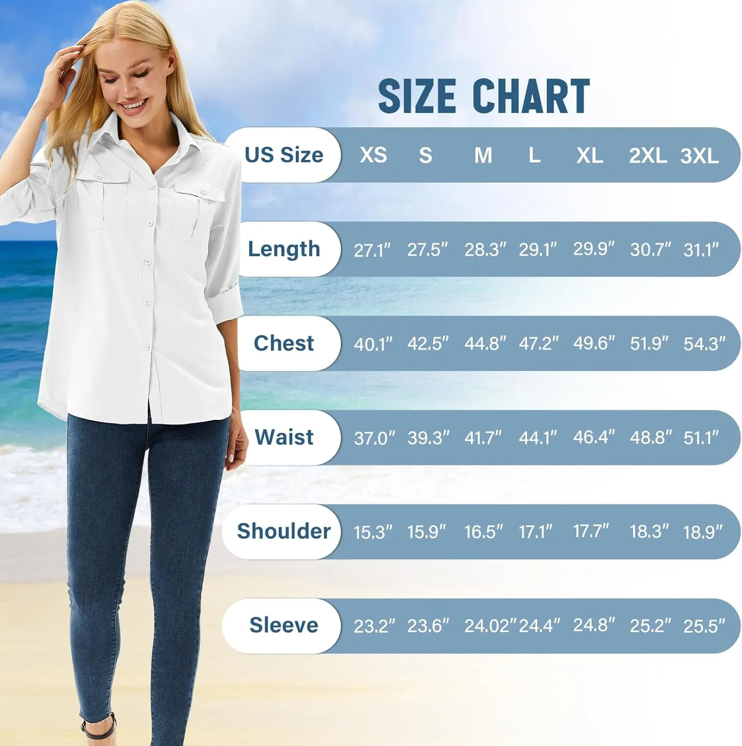 linlon Womens Safari Shirts Long Sleeve UV Protection Hiking Fishing UPF 50  Quick Dry Cooling Camping Travel Shirts