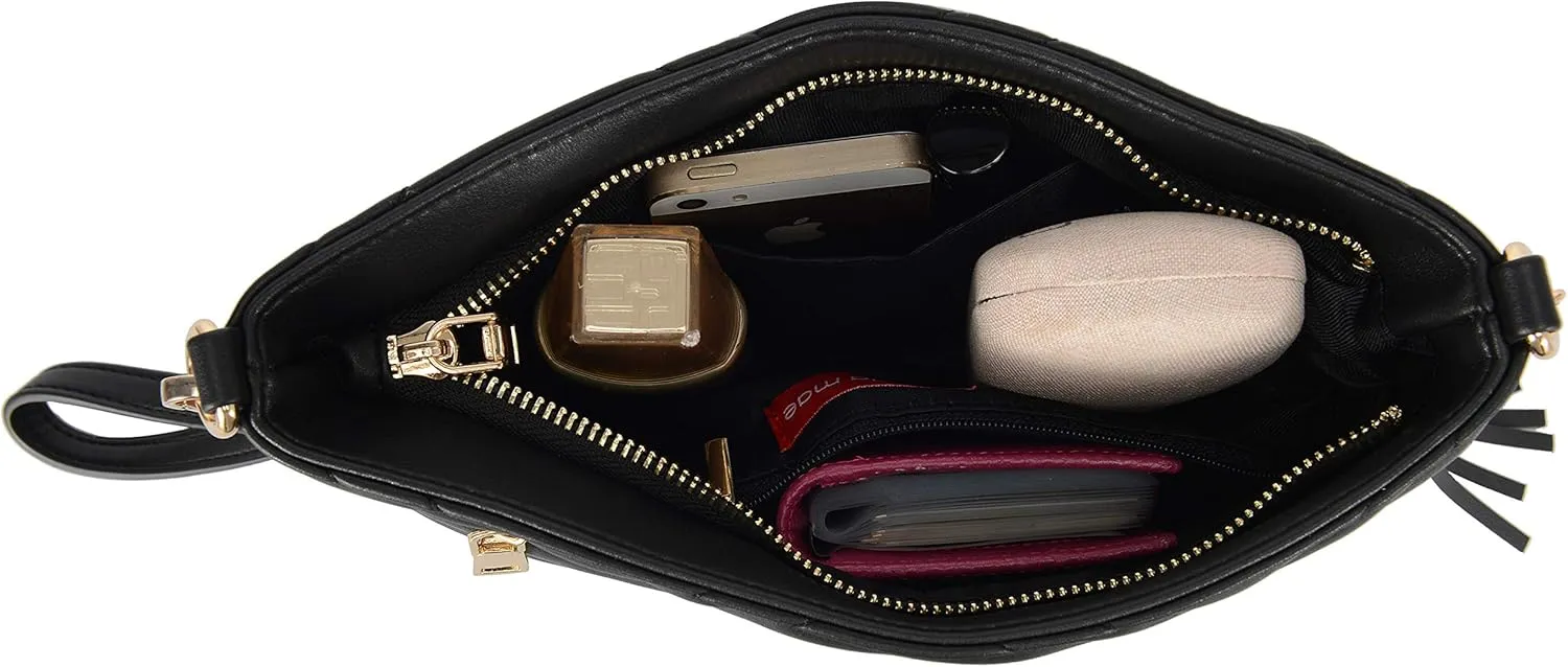 lola mae Women's Wristlet Handbags Simple Quilted Small Clutch Crossbody Bag