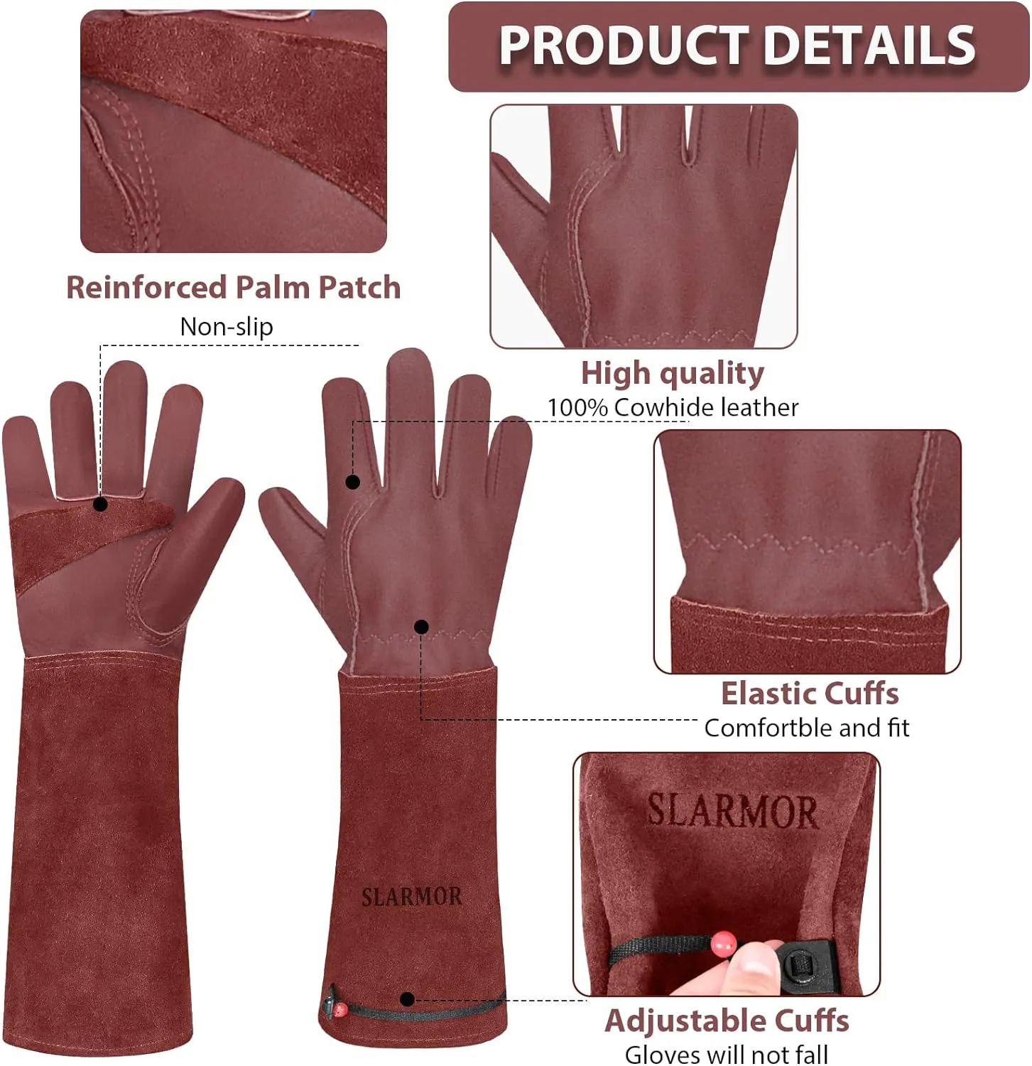 Long Gardening-Gloves Women/Men-Thorn proof Rose Pruning Heavy Duty Gauntlet-S