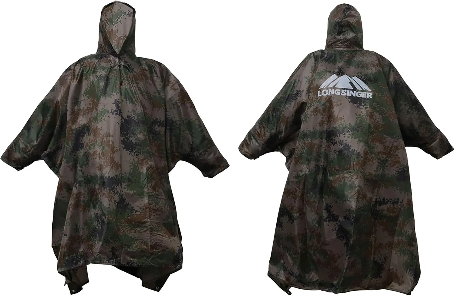 longsinger Rain Poncho for Adult, Waterproof Rain Poncho with Hood and Sleeve, Ideal for Hiking, Hunting, Camping