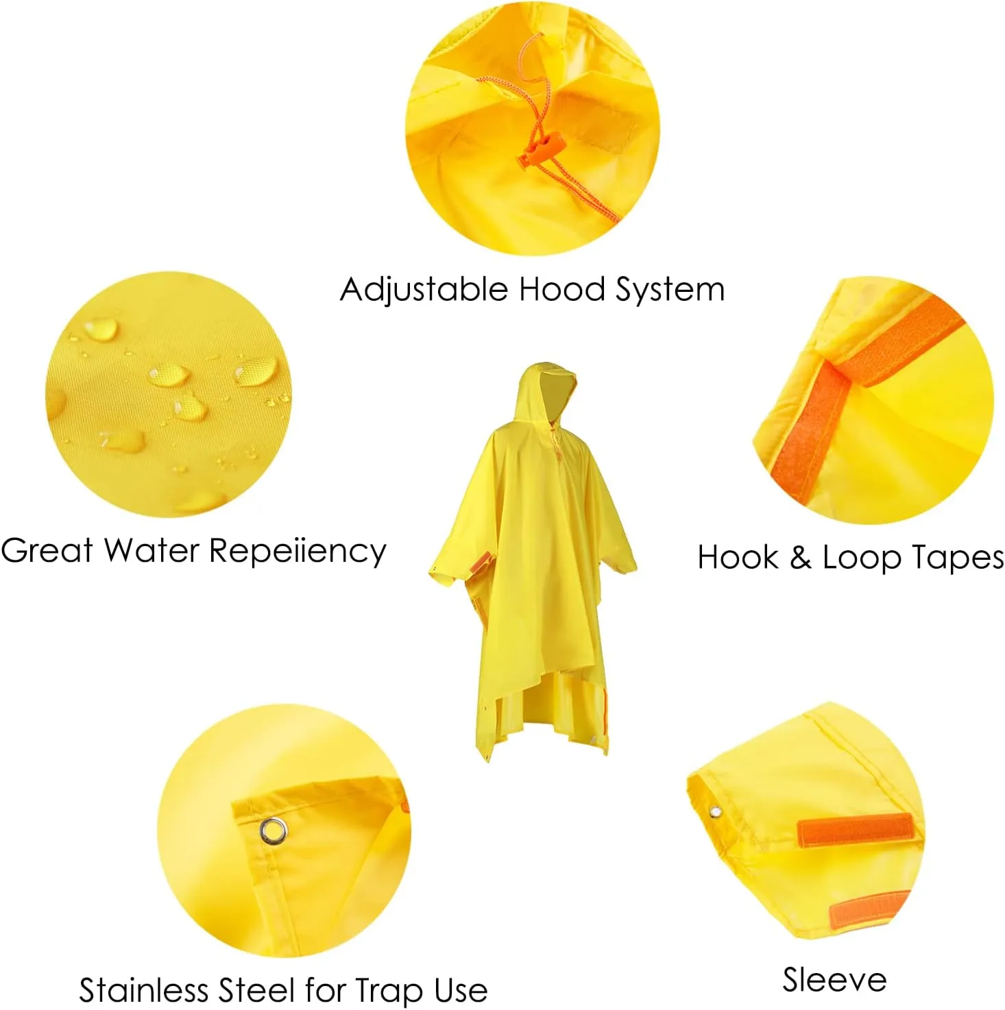 longsinger Rain Poncho for Adult, Waterproof Rain Poncho with Hood and Sleeve, Ideal for Hiking, Hunting, Camping