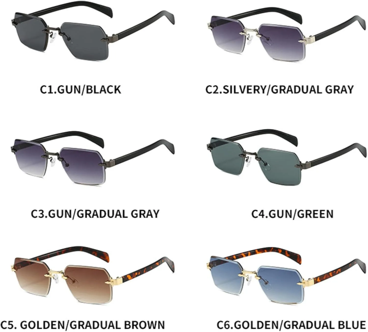 Luxury Sunglasses Men Retro Fashion Rimless Sun Glasses Shades Cutting Lens Ladies Frameless Eyeglasses