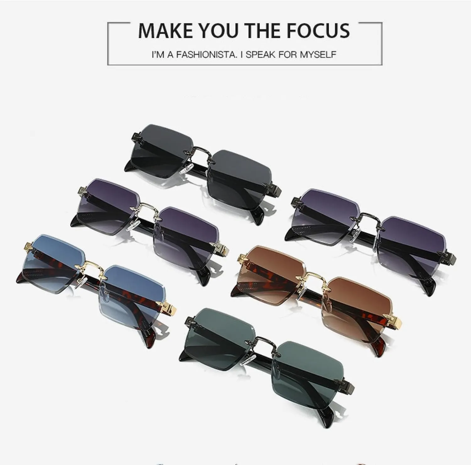 Luxury Sunglasses Men Retro Fashion Rimless Sun Glasses Shades Cutting Lens Ladies Frameless Eyeglasses