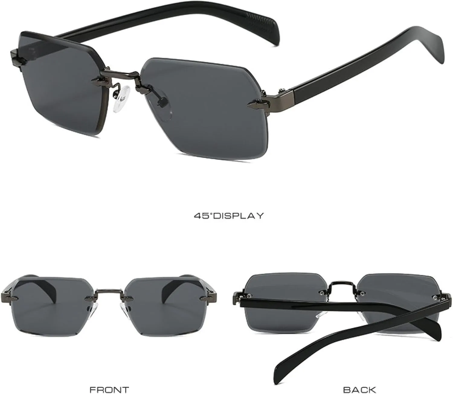 Luxury Sunglasses Men Retro Fashion Rimless Sun Glasses Shades Cutting Lens Ladies Frameless Eyeglasses