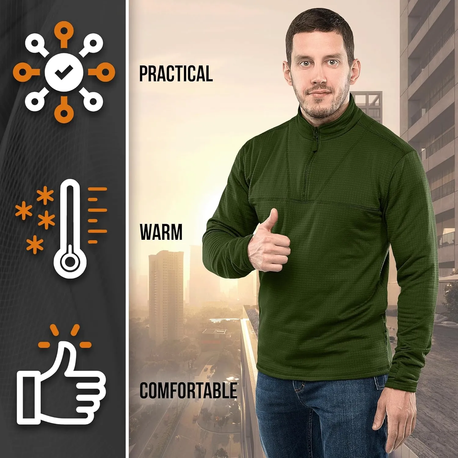 M-Tac Thermal Underwear for Men Fleece Lined Compression Shirt Delta Level 2