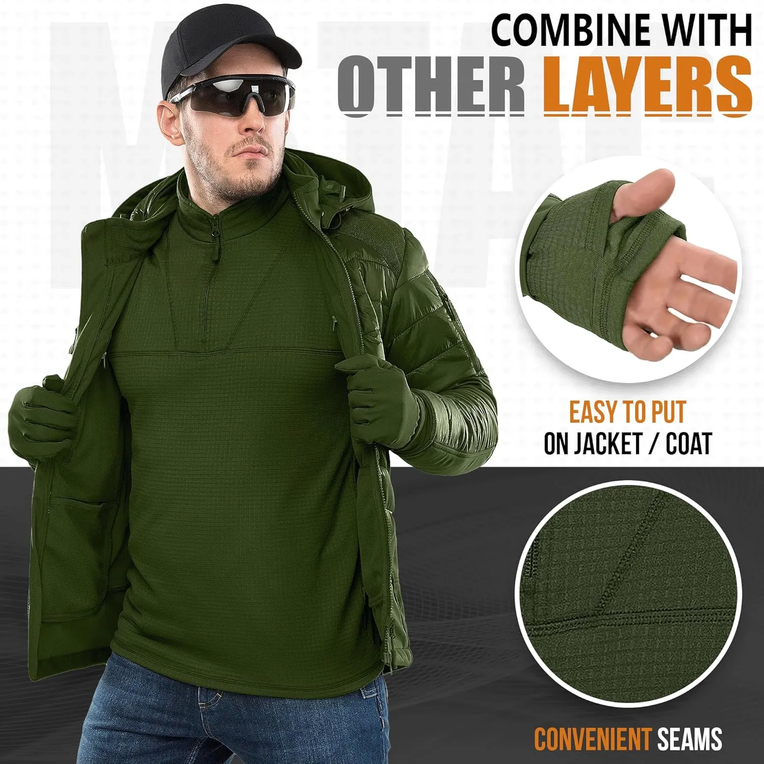 M-Tac Thermal Underwear for Men Fleece Lined Compression Shirt Delta Level 2