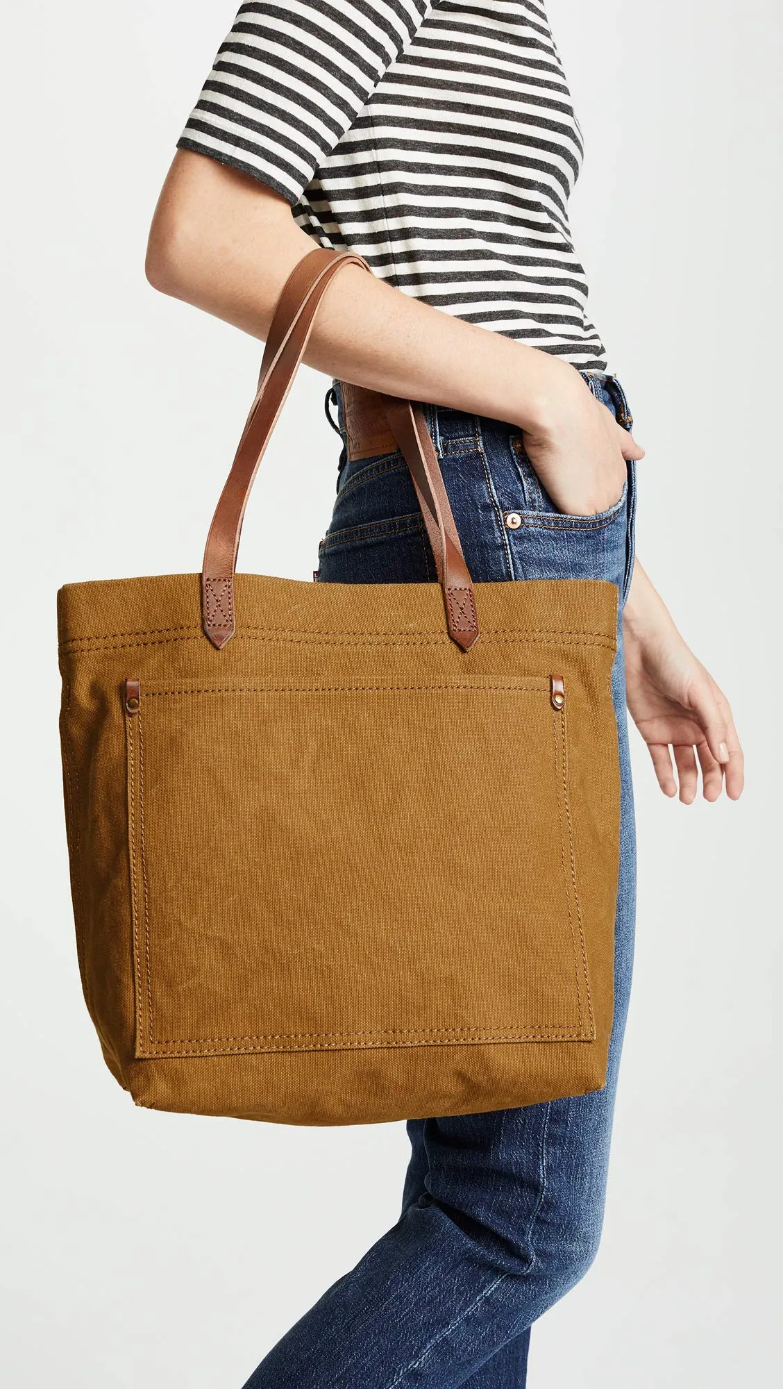 Madewell Women's The Canvas Medium Transport Tote, Acorn, Tan, One Size