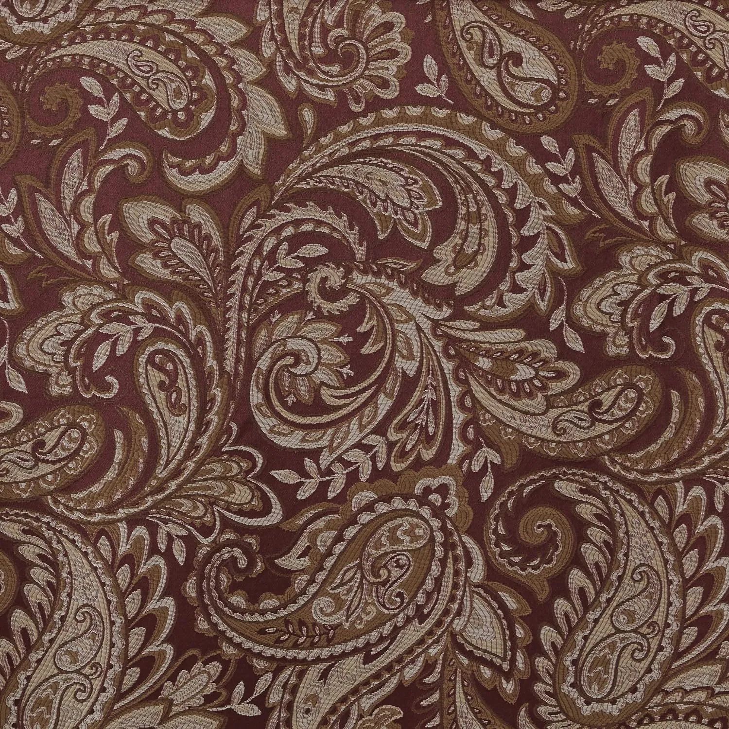 Madison Park Aubrey 2 Panel Curtain Faux Silk Paisley Jacquard, Rod Pocket Curtain for Living Room, Kitchen, Room Darkening Window Drape for Bedroom and Dorm, 2-PK 50x84, Burgundy