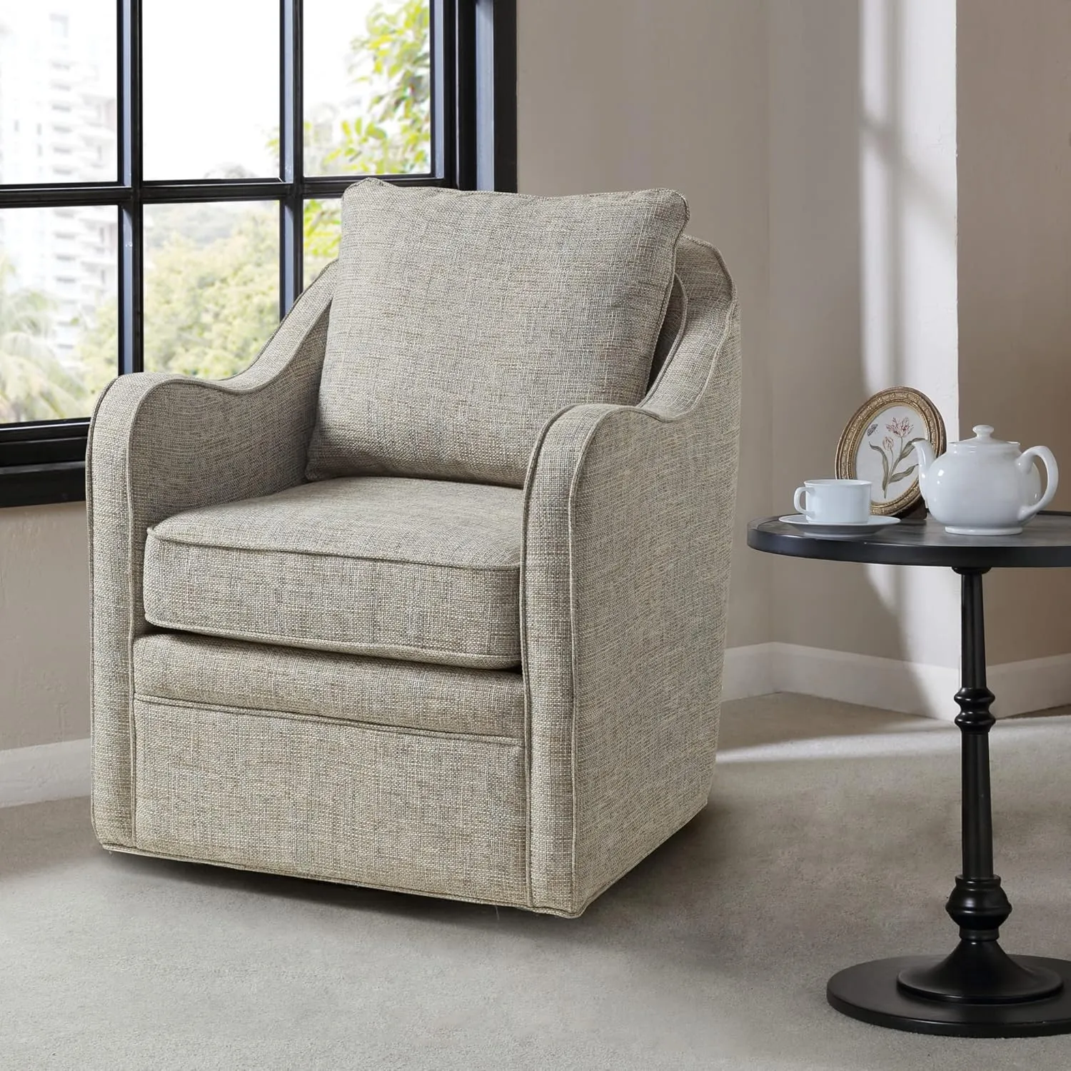 Madison Park Modern Classic Style Family Room Sofa Furniture, 28.5"W x 32.75"D x 33.25"H, Brianne Grey Multi