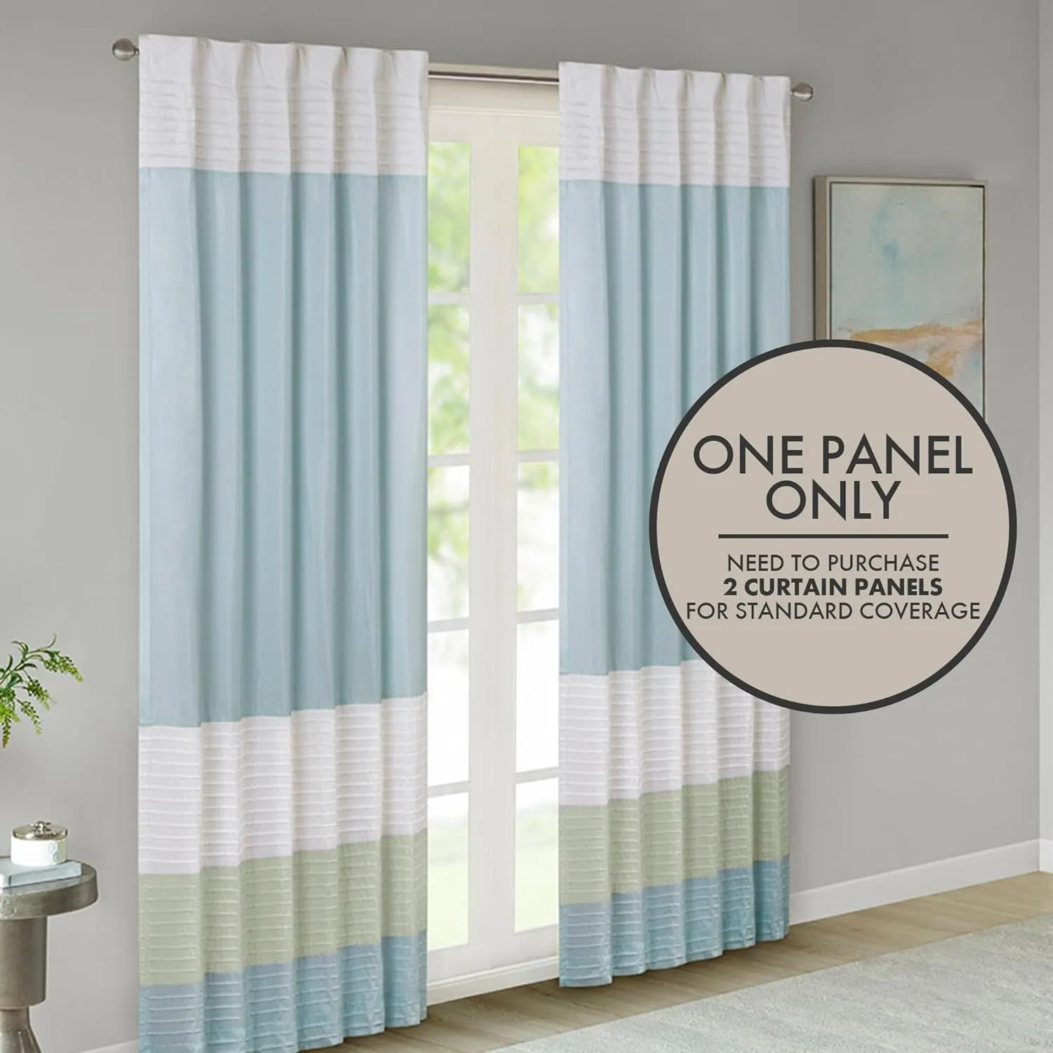 Madison Park Window Curtain Single Panel Faux Silk, Elegant Pleats, Rod Pocket Curtains for Living Room Privacy, Room Darkening Window Curtain for Bedroom and Dorm, Amherst, 84"L x 50"W, Green
