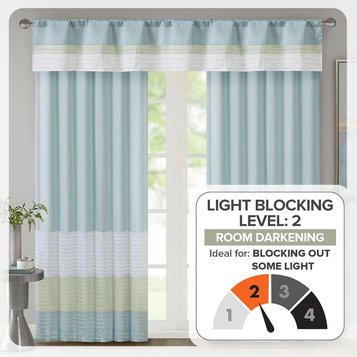 Madison Park Window Curtain Single Panel Faux Silk, Elegant Pleats, Rod Pocket Curtains for Living Room Privacy, Room Darkening Window Curtain for Bedroom and Dorm, Amherst, 84"L x 50"W, Green