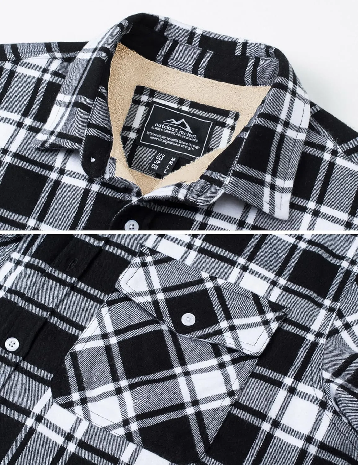 MAGCOMSEN Men's Flannel Shirt Jacket Fleece Lining Plaid Jacket Cotton Winter Coats