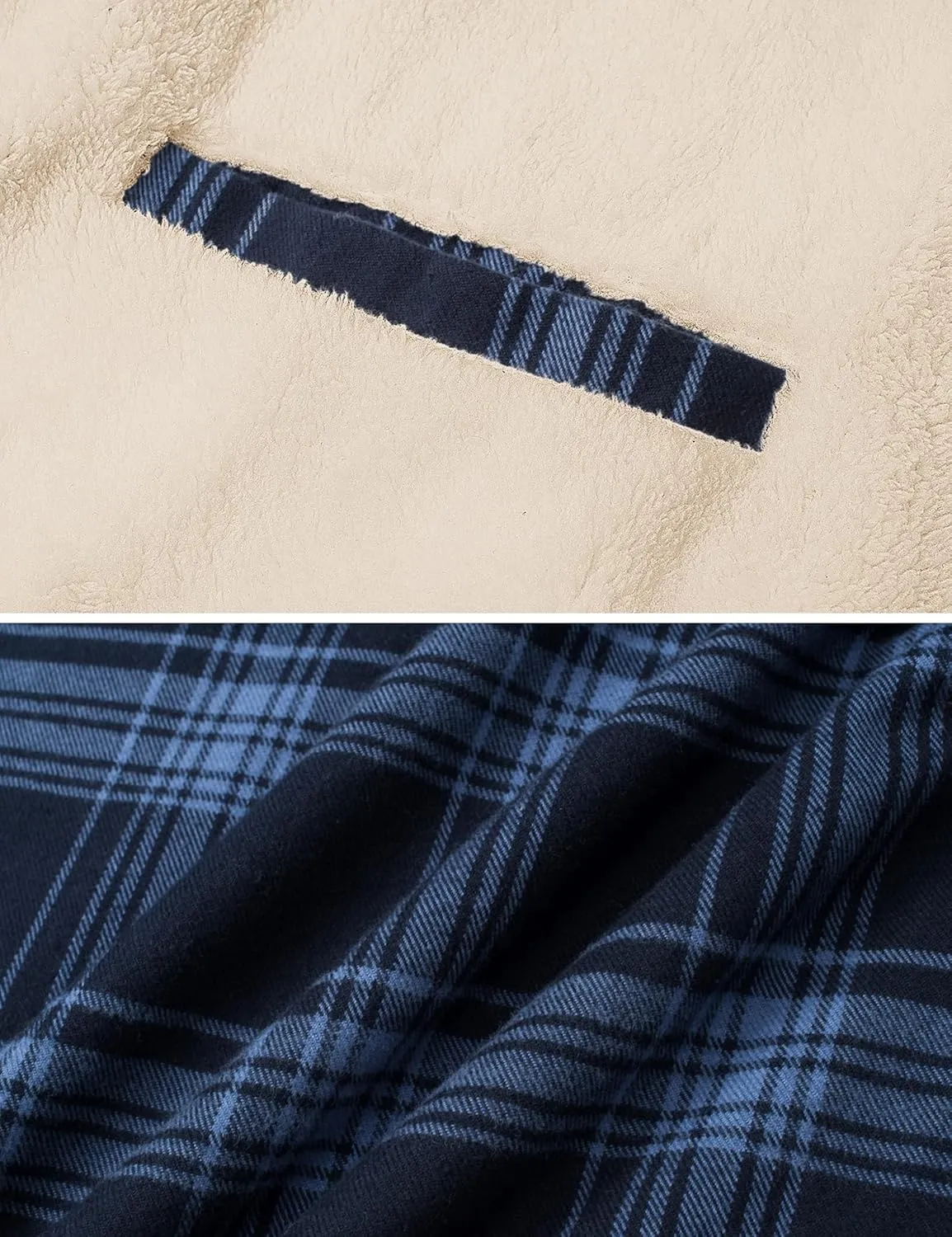 MAGCOMSEN Men's Flannel Shirt Jacket Fleece Lining Plaid Jacket Cotton Winter Coats