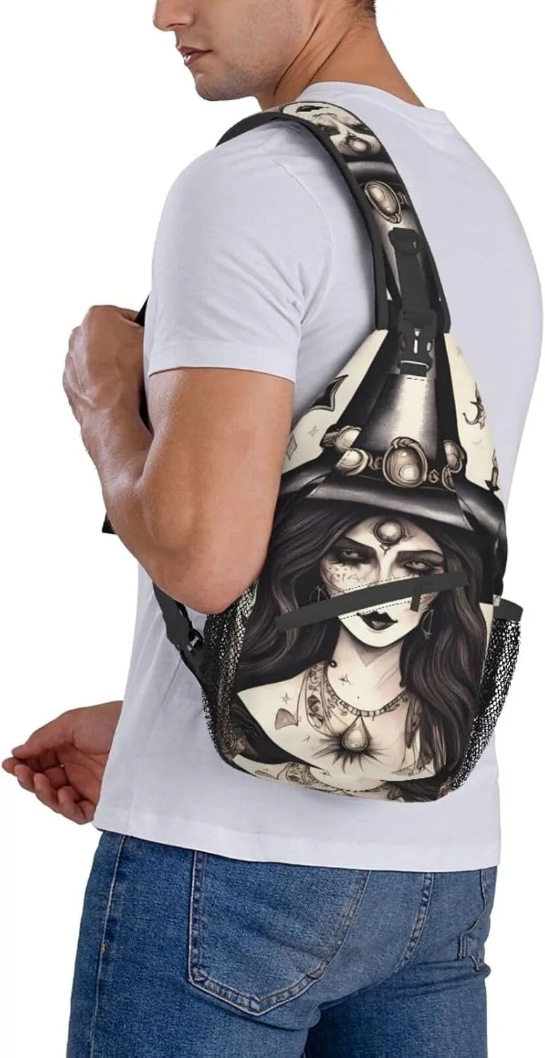 Magic Witch Witchcraft Bohemian High Storage Capacity Chest Bag Diagonally Sling Backpack Crossbody Shoulder Bag For Men Women