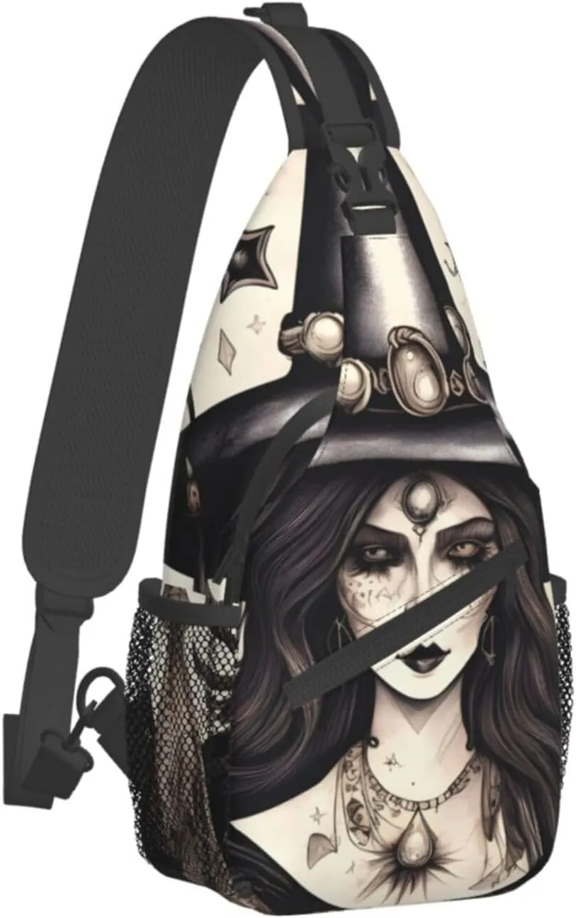 Magic Witch Witchcraft Bohemian High Storage Capacity Chest Bag Diagonally Sling Backpack Crossbody Shoulder Bag For Men Women