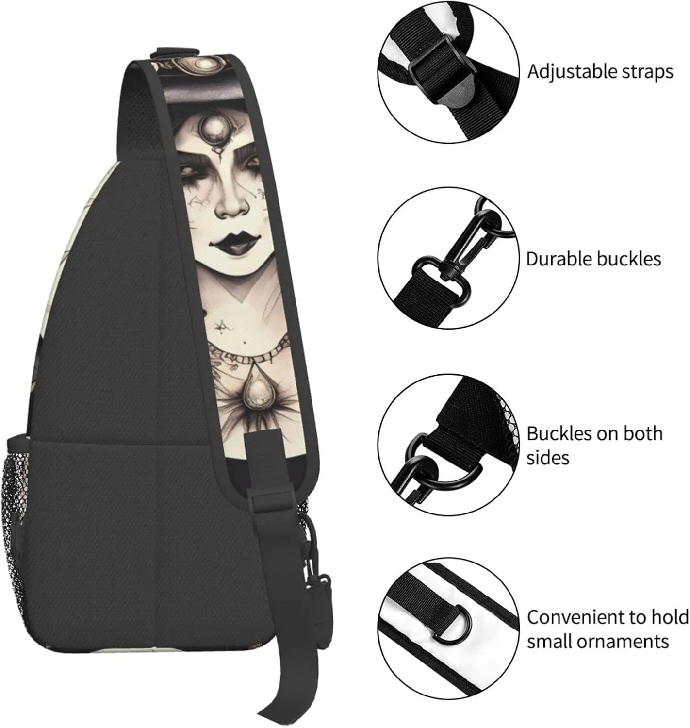Magic Witch Witchcraft Bohemian High Storage Capacity Chest Bag Diagonally Sling Backpack Crossbody Shoulder Bag For Men Women