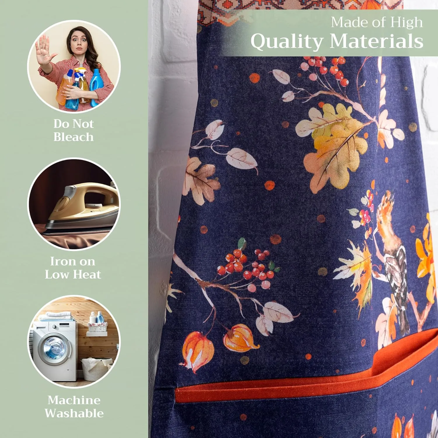 Maison d'Hermine 100% Cotton Apron for women with Pocket Kitchen Chef Apron for Men Cooking Gardening Server Waitress Maid